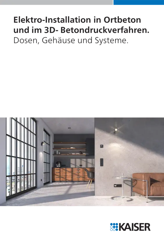 Elektroinstallation in Ortbeton und im 3D-Betondruckverfahren.