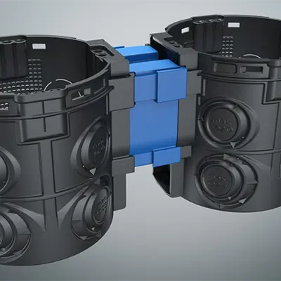The distance support (Art. No. 1159-35) guarantees a precise and secure distance of 91 mm.