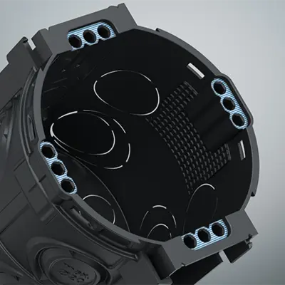 ...device screws into the 4 x 3 screw domes for maximum flexibility.