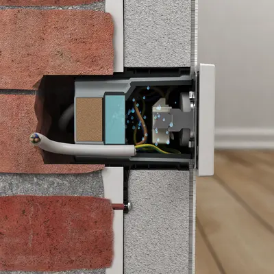 Moisture regulation: • Room-side moisture (caused by bad ventilation, many people in the room) is stored • Moisture is dispersed in a targeted way • No corrosion on the accessory terminals
