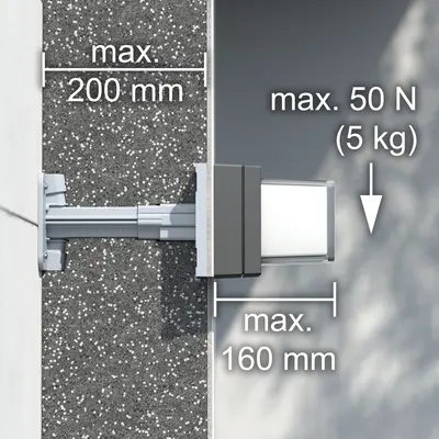 When fitting an equipment carrier to a wall, ensure that the cable entries are positioned vertically.