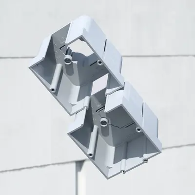 For multiple combinations, cut out the side separator walls and connect the one-gang boxes.