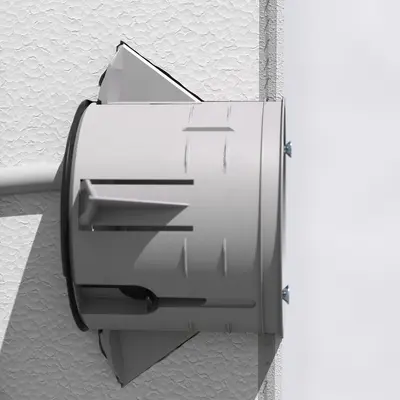 Het membraan achteraan zorgt voor de afdichting van de isolatie en vermijdt luchtstroom langs de doos.