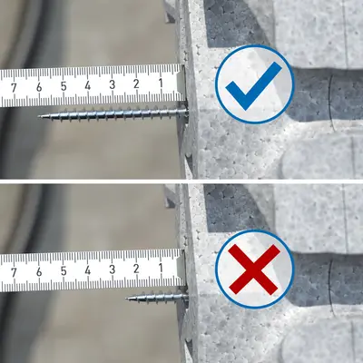 The dowel screw must protrude from the basic element by at least 40 mm.