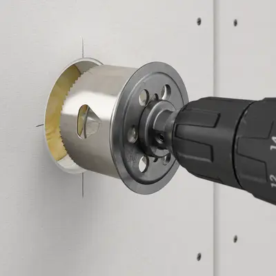 PROFI Fräser für optimale Einbauöffnungen in Trockenbauwänden und -Decken mit Verkleidungen aus Gipskarton.