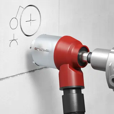 Fit diamond grinding head and drill holes at Ø 68 mm or Ø 82 mm.