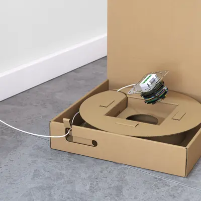 A la fin, sortir le raccordement d'abonné du carton et tirer le reste de la conduite.