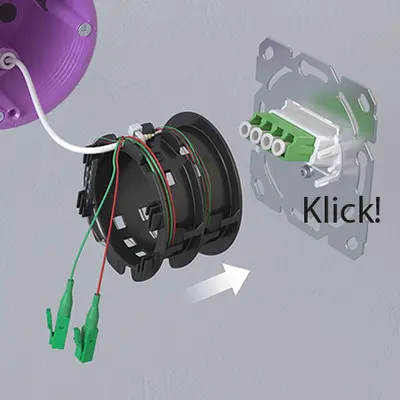Enclencher le tambour de gestion des fibres avec la bague de support.