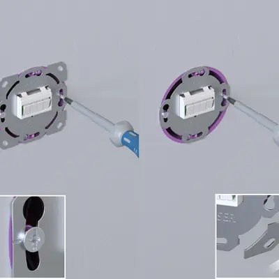 Montage au moyen de vis d'appareillage.