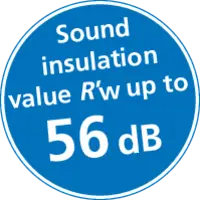 Sound insulation value R'w up to 56 dB
