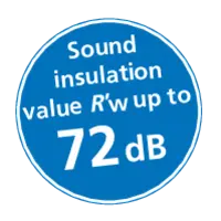 Sound insulation value R'w up to 72 dB