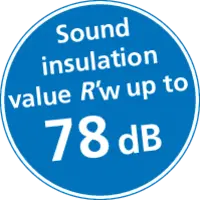 Sound insulation value R'w up to 78 dB