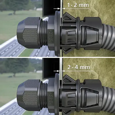 Épaisseur de la tôle 1 - 2 mm (2 rétanchéité),
2 - 4 mm (1 étanchéité)