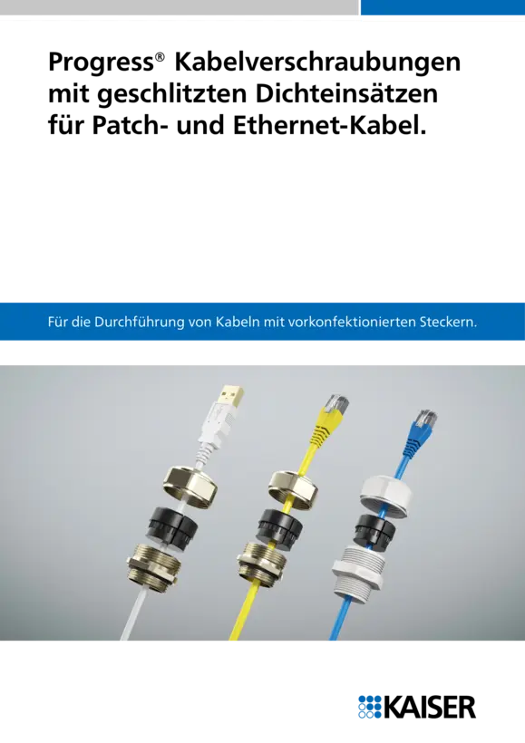 Progress® Kabelverschraubungen mit geschlitzten Dichteinsätzen für Patch- und Ethernet-Kabel.