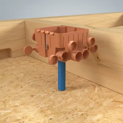 ... and place the conduit on the positioning element before mounting the junction box on the conduit.