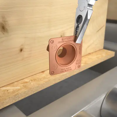 For flush mounting, the external plate must be broken off with pliers so that the element does not protrude from the prefabricated panel.