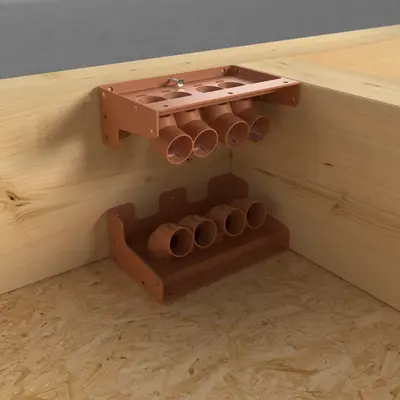 Nail, screw or staple the transition unit Wood to the inside surface of a prefabricated element.