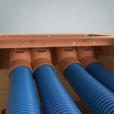Click the conduits into place. The conduit connection points are designed to hold the conduits in place and are numbered.