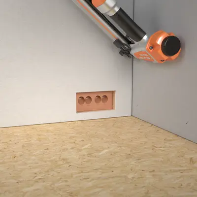 Before connecting the conduits, attach cover paneling as required.