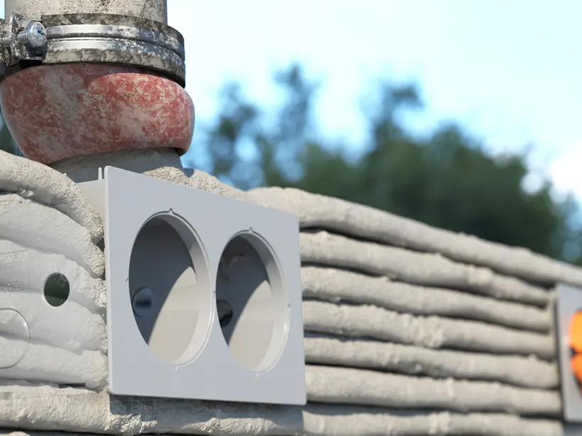 Einbaugehäuse für den 3D-Betondruck