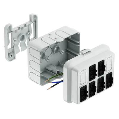 Modular AK2 Kit. Individually combinable distributor housings. System of housing base, front part and mounting adapter