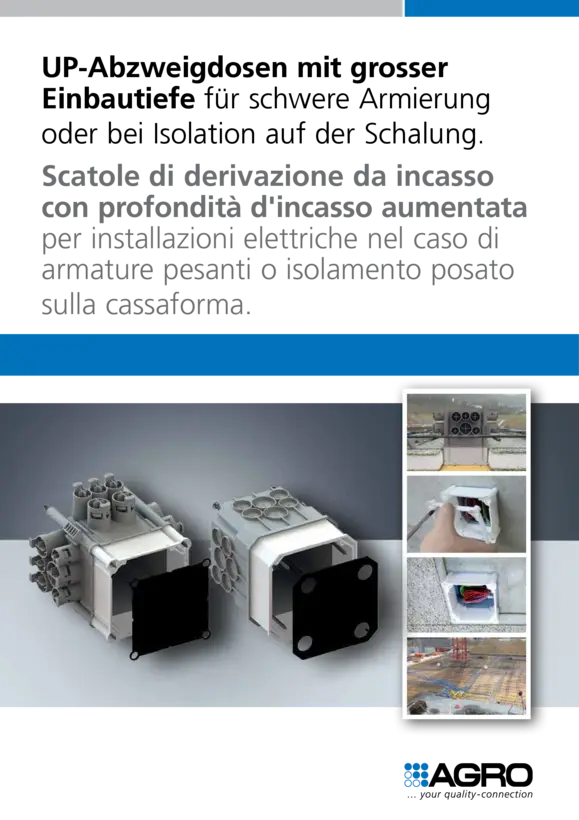 Scatola di derivazione da incasso con profontità aumentata.