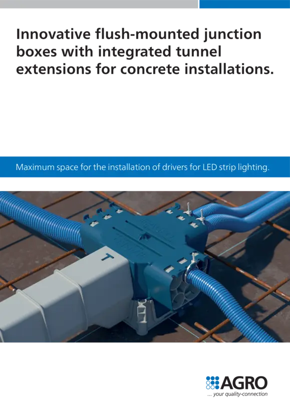 Innovative flush-mounted junction boxes with integrated tunnel extensions for concrete installations