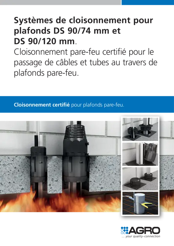 Systèmes de cloisonnement pour plafonds DS 90/74 mm et DS 90/120 mm.