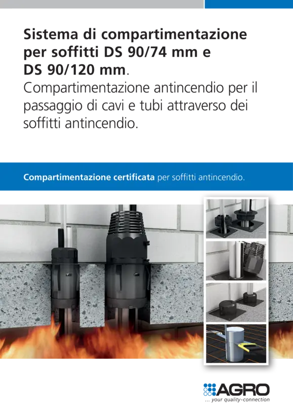 Sistema di compartimentazione per soffitti DS 90/74 mm e DS 90/120 mm.