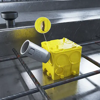 Snap the conduit connector in to the one-gang junction box.