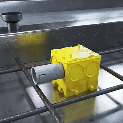 Press the conduit connector downwards and completely punch out the feed-through.