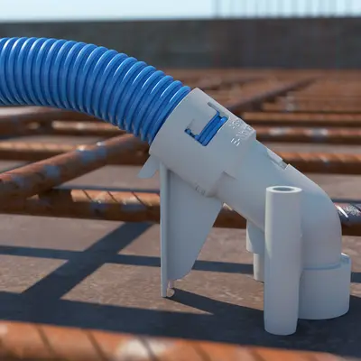 L'entrée se trouve au-dessus des fers à béton aussi en cas d'armature lourde.