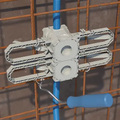Attachez le Prefix® solidement aux fers à béton avec du fil à ligaturer. Cela permet d'éviter le glissement de manière fiable.