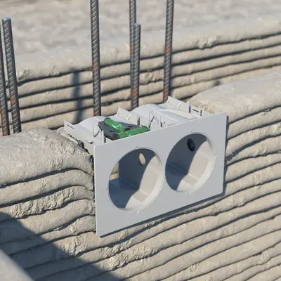 Les fixations bétonnées basses en haut et en bas offrent une fixation sûre et durable dans le mur. Pour un alignement précis et rapide lors du processus de fabrication, un logement est prévu pour un petit niveau à bulle optionnel avec deux fioles.