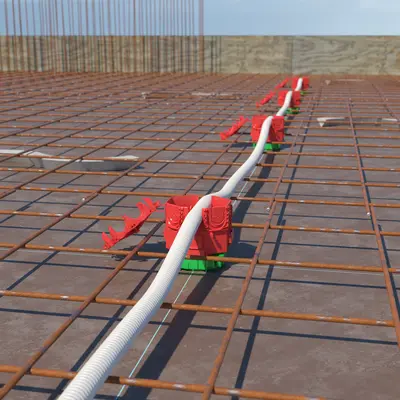 Het voordeel van de nieuwe buisinvoer, het bekabelen van meerdere plafondverbindingsdozen in één lijn, kan worden gedaan door eenvoudigweg de installatiebuis in te brengen zonder deze van tevoren te snijden.
