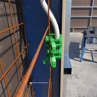 This means that the conduit entries are located in front of the first reinforcement layer and also remain usable without restrictions. The conduits are to be routed behind the reinforcement at the earliest opportunity.