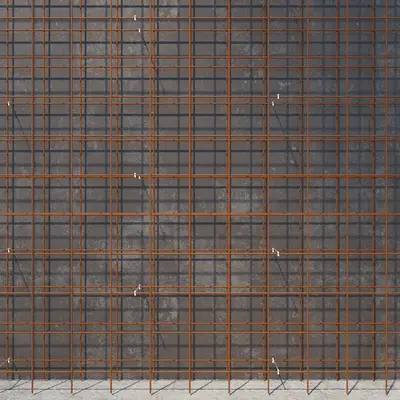 Prepared working formwork with reinforcement from the opposing formwork side.