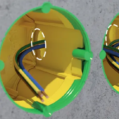...or you can use the opposing conduit entries in the rear area of the one-gang junction box as support connectors.