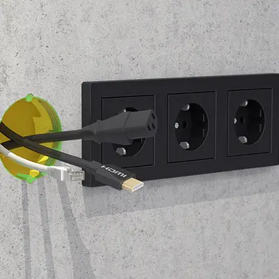 ...for easy insertion of pre-assembled cables.