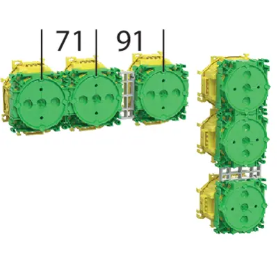 By using the 91 distance piece (Art. No. 1259-04), the combination distances for communication connections can be extended to 91 mm in 20 mm increments.