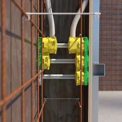 ...construction and manufacturing tolerances can result in one-gang boxes sitting recessed in the on-site mixed concrete wall.