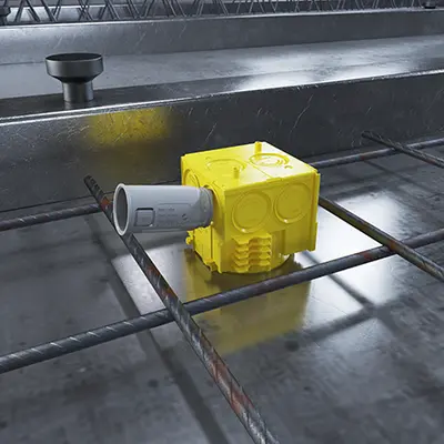 The tip of the conduit connector is inserted at the marking.