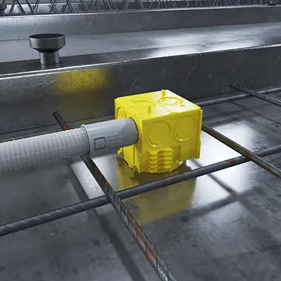 The conduit connector locks into place and the conduit is inserted into the conduit connector.