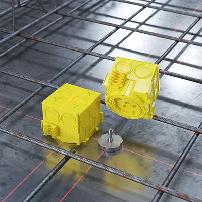 B² one-gang junction boxes with holder for KAISER system magnets (Art. No. 1299-69 / 1299-70).