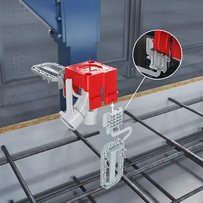 The new wall and ceiling transitions for factory production each have two opposing stable slots for the Prefix® universal support.
