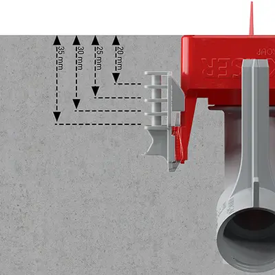 and therefore do not impede the next steps in the manufacturing process. The signal bristle keeps the position of the exits visible in the concrete surface.
