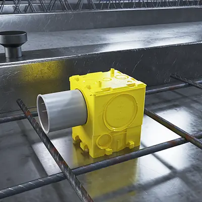 Turn the conduit connector with pressure against the one-gang junction box until the feed-through is cut out.
