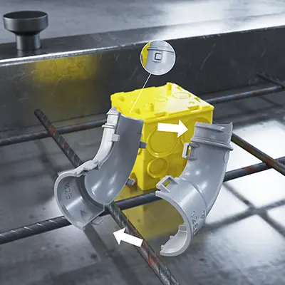 Snap the two halves of the 60° conduit connector together.