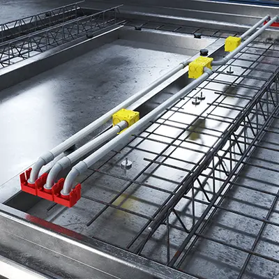 ...and then simply and quickly positioned on the formwork table in the circulation system without unnecessarily burdening the production process.