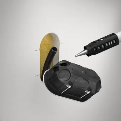 Réaliser un orifice adapté au conduit ou au câble pour l’installation étanche à la fumée avec le perçoir universel ou un foret étagé ou un alésoir.